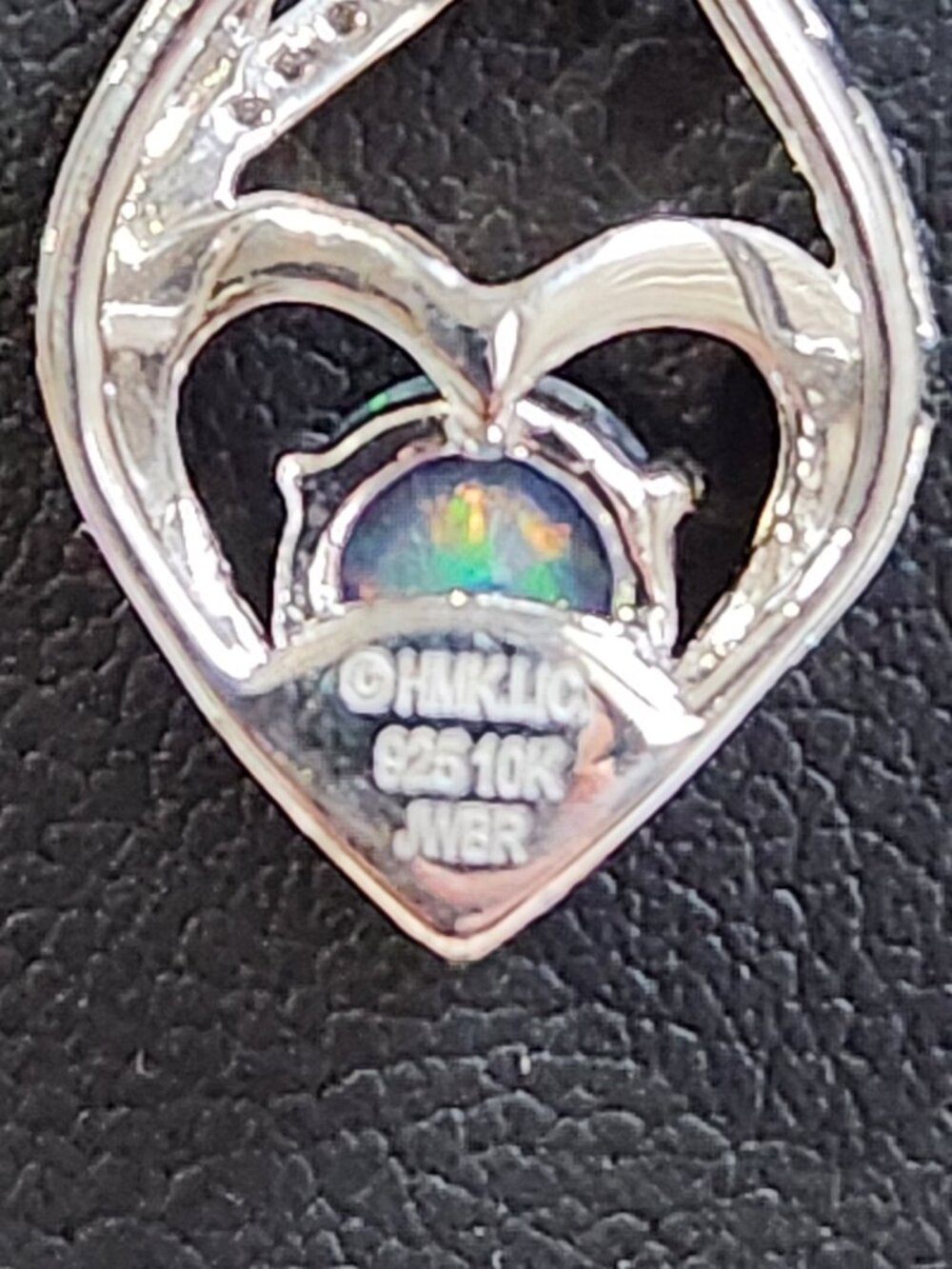 VID! One of a Kind Ethiopian Fire Opal Diamond 10K Rose Gold 925 Heart Necklace